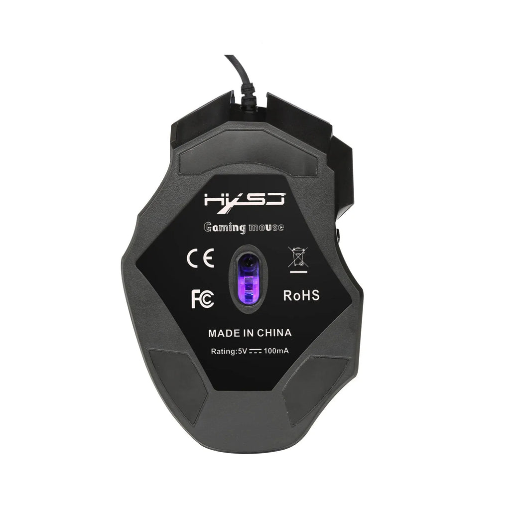 Glow wired optical gaming mouse with seven buttons and colourful LED lighting in black