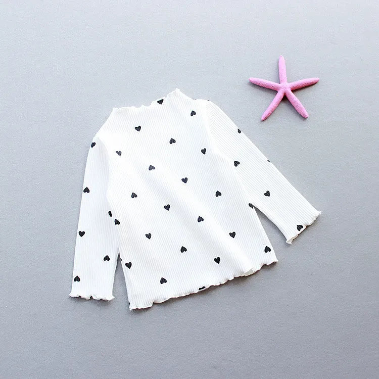 Children's long-sleeved cotton bottoming shirt in beige, available in sizes 90-130cm