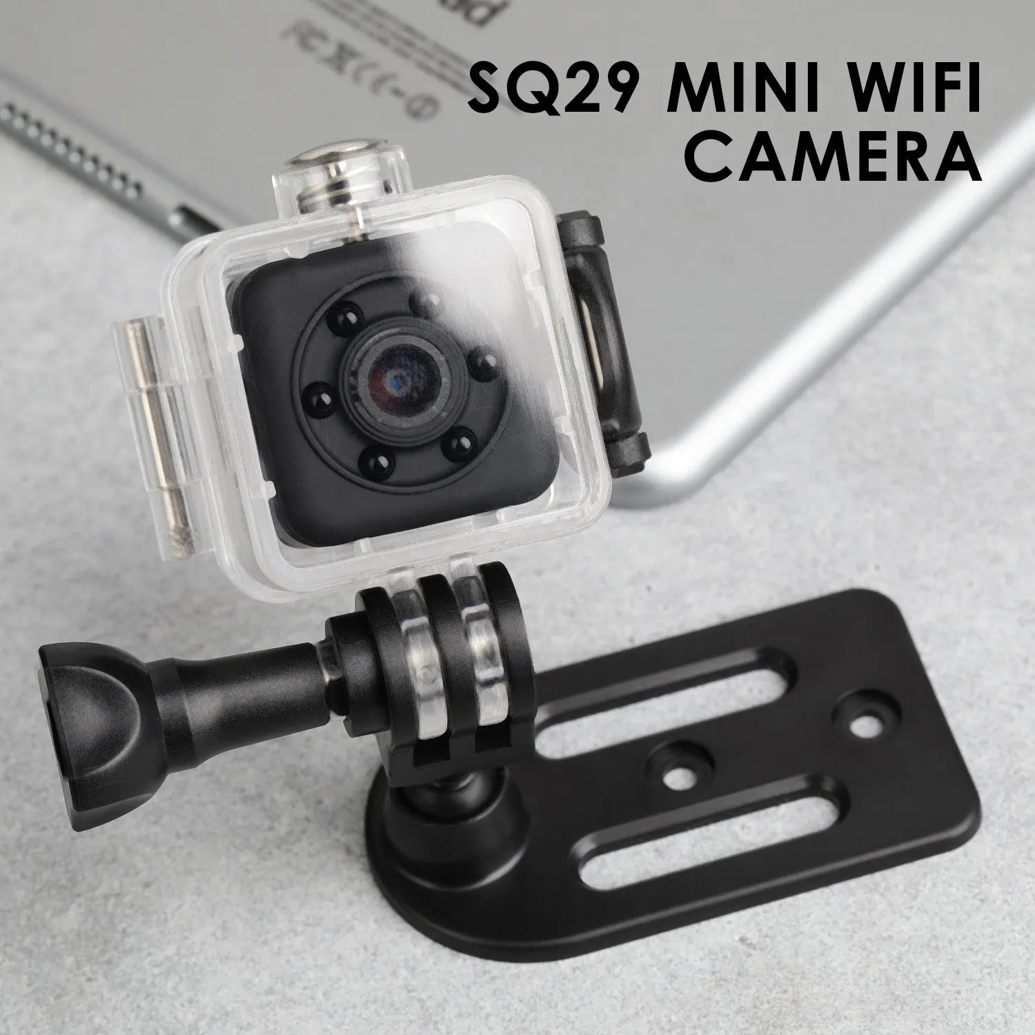 SQ29 black waterproof sports action camera with MicroUSB port.
