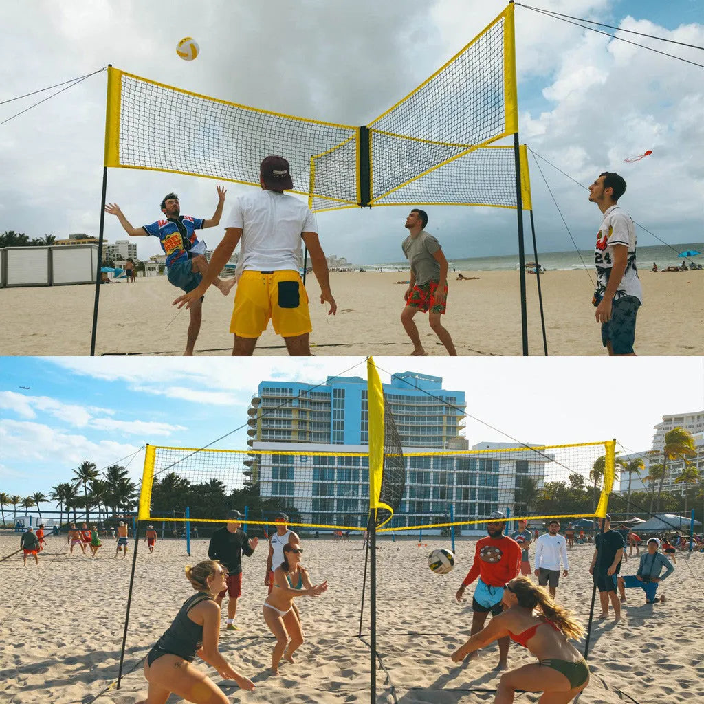Black PE four sides standard volleyball net – 150x50cm with canvas hemming for indoor outdoor beach use