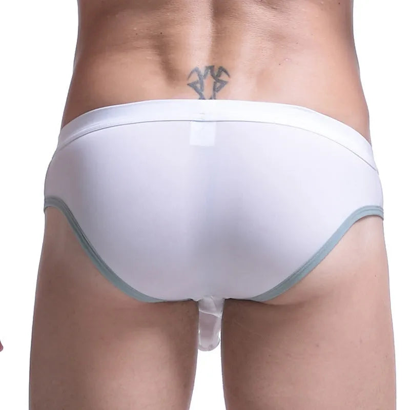 Men's ice silk bazooka briefs with bullet separation pouch in seven colour options