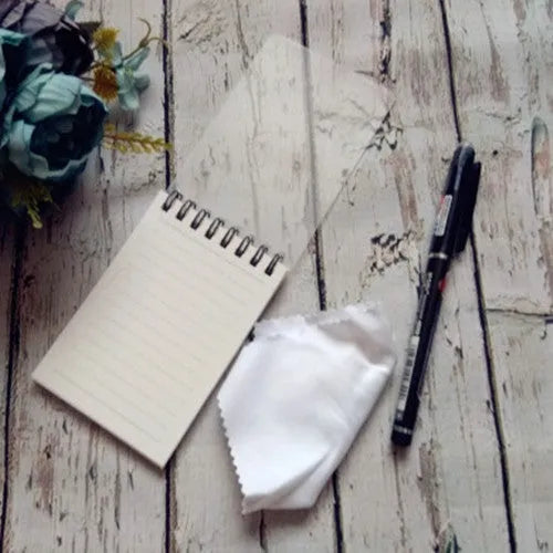 Business intelligence notepad with black and white transparent PP covers, spiral binding, eco-friendly paper, pen, and rag