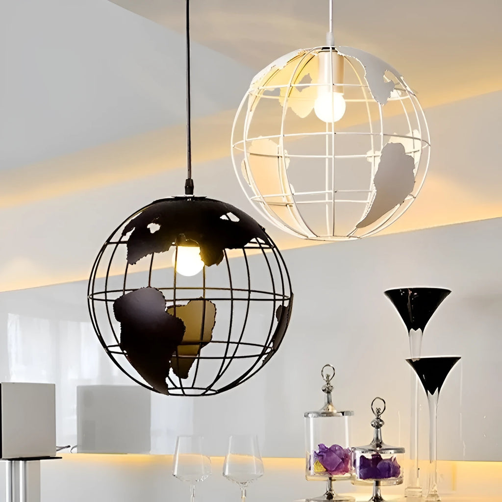 Nordic iron pendant light with 300mm shade, button switch, black finish, adjustable cord, over a wooden dining table
