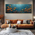 Abstract floral hand-painted oil painting on canvas, unstretched and frameless, shown in a horizontal orientation, suitable for home wall decor.