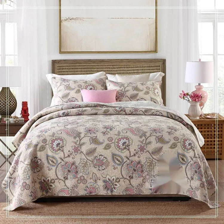 Pure cotton bedspread three-piece set with geometric pattern for 1.8 metre bed