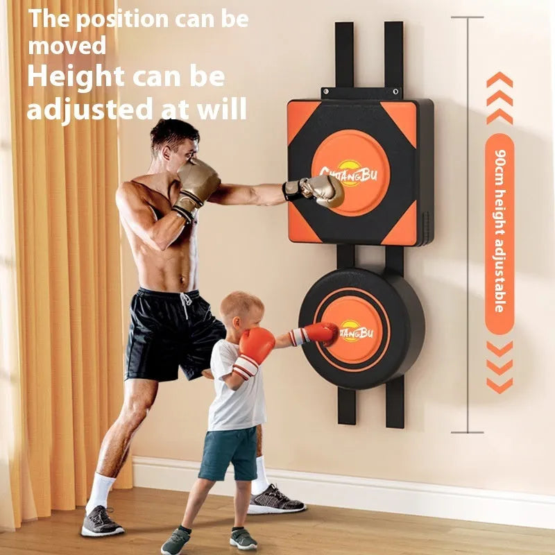 Hanging boxing sandbag wall target set with PU construction in round and square designs