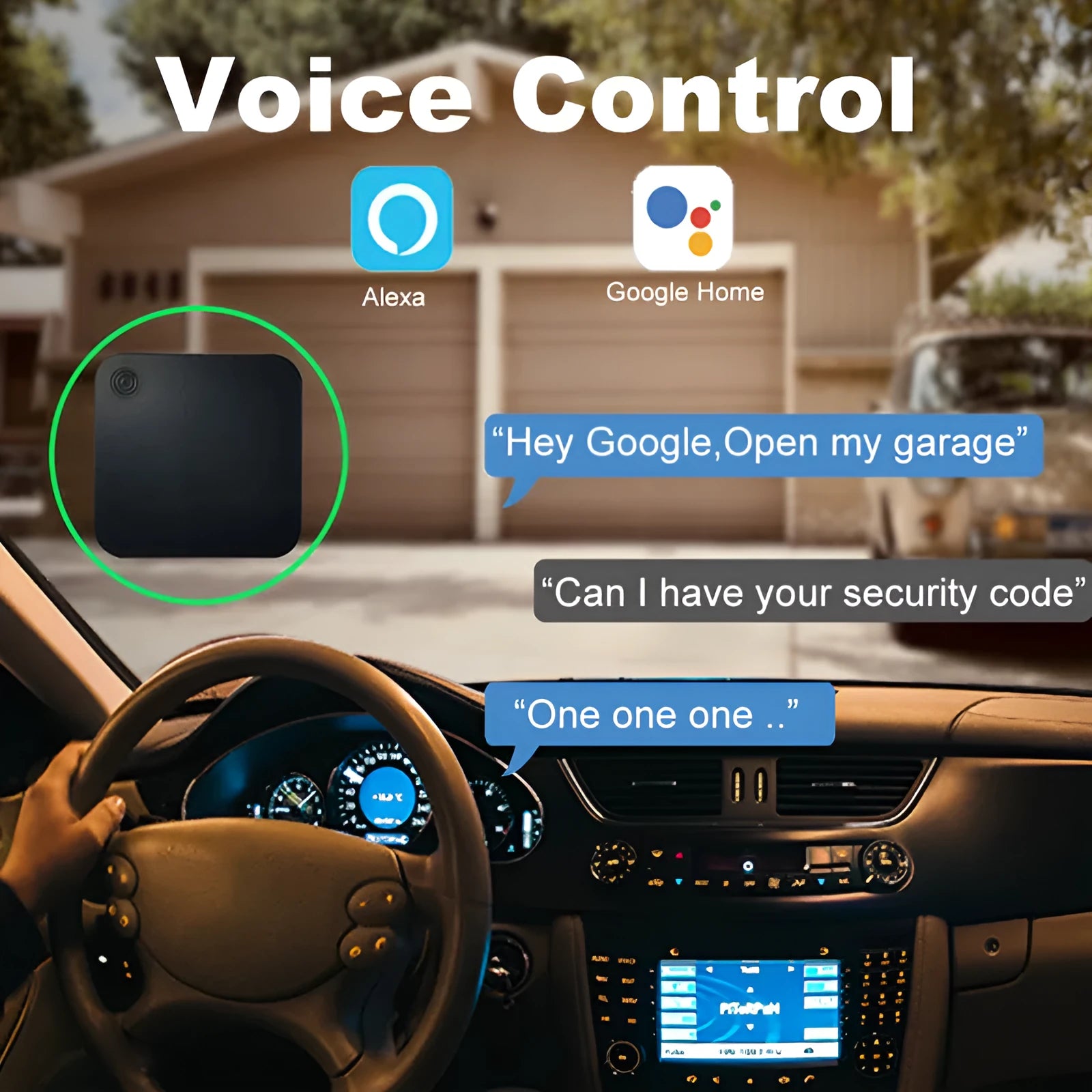Black plastic smart garage door controller with wifi, APP remote control, compatible with Alexa and Google Home