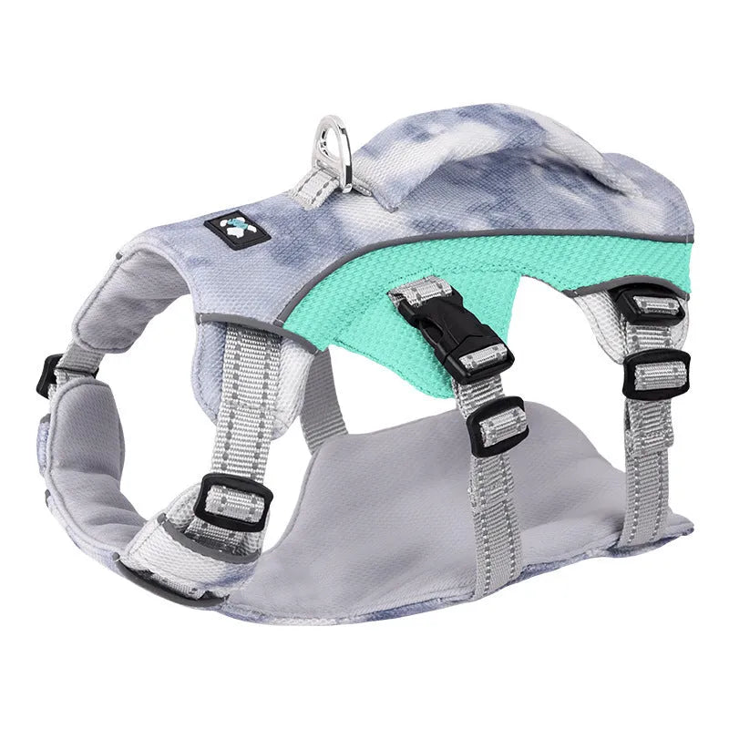 Reflective pet cooling clothes chest strap available in multiple colours with adjustable sizing options