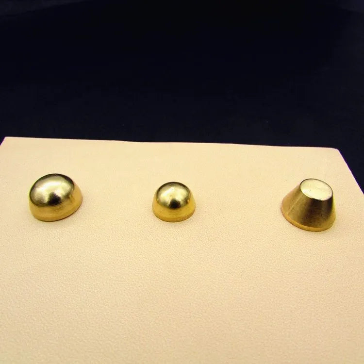 Brass decorative shoe buckles in round and bucket foot nail designs