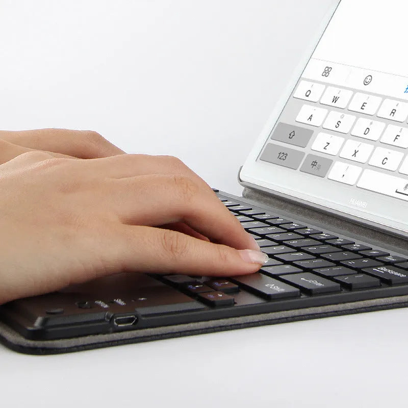 M5 Pro 10.8 inch Bluetooth keyboard case in imitation leather, black colour, frame style