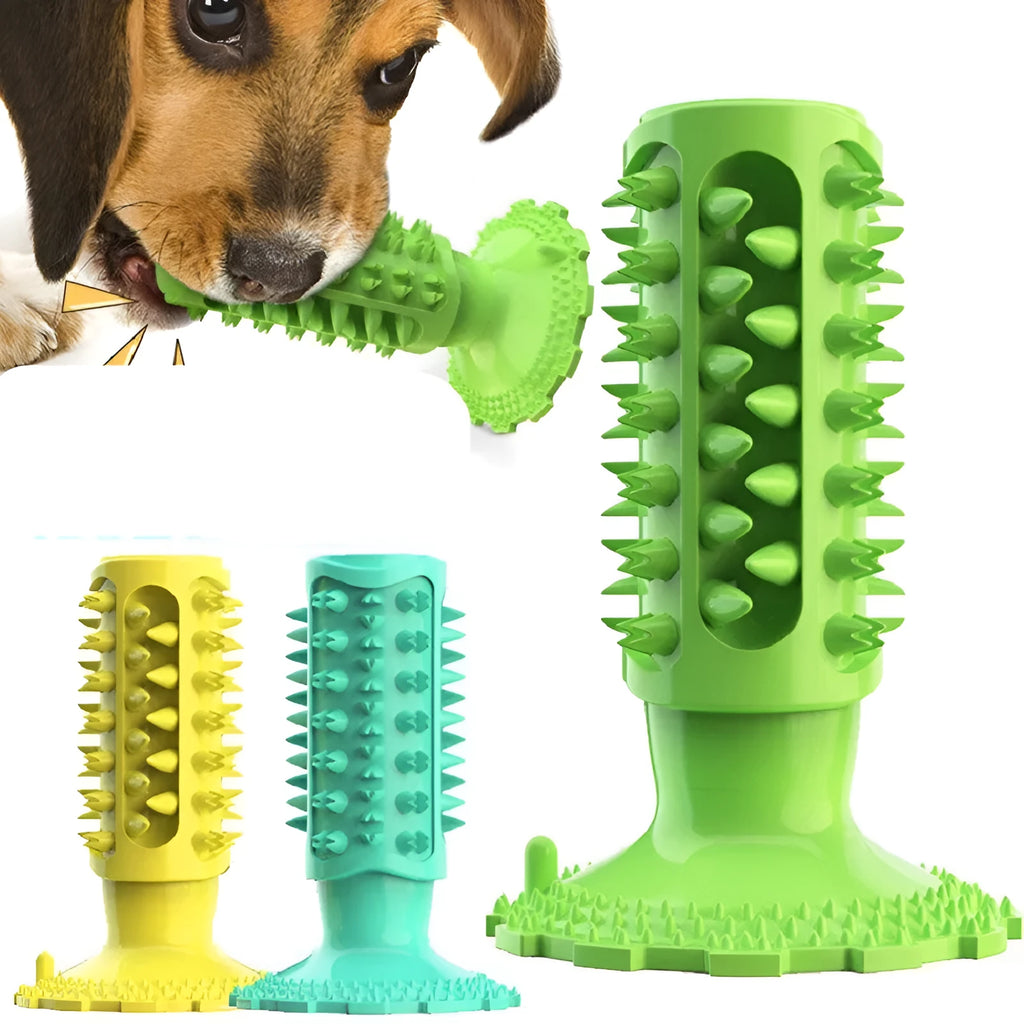 Dog toothbrush molar stick TPR teeth cleaning toy serrated edges in lake blue for all dog breeds