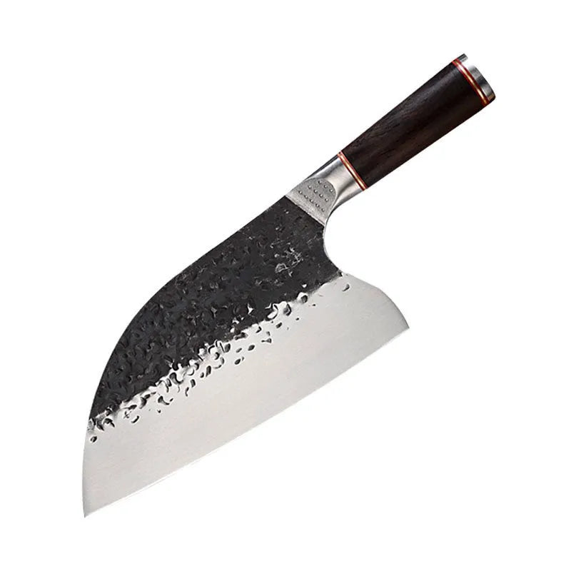 High chromium steel kitchen knife with ebony wood handle for cutting meat and bones