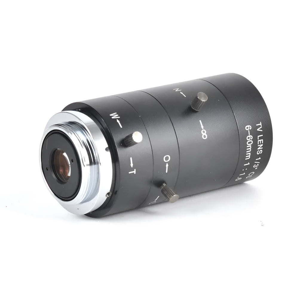 Black manual aperture CS mount CCTV camera lens with 6-60mm focal length