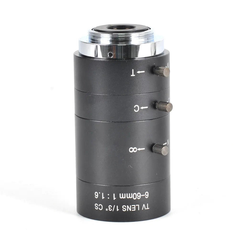 Black manual aperture CS mount CCTV camera lens with 6-60mm focal length