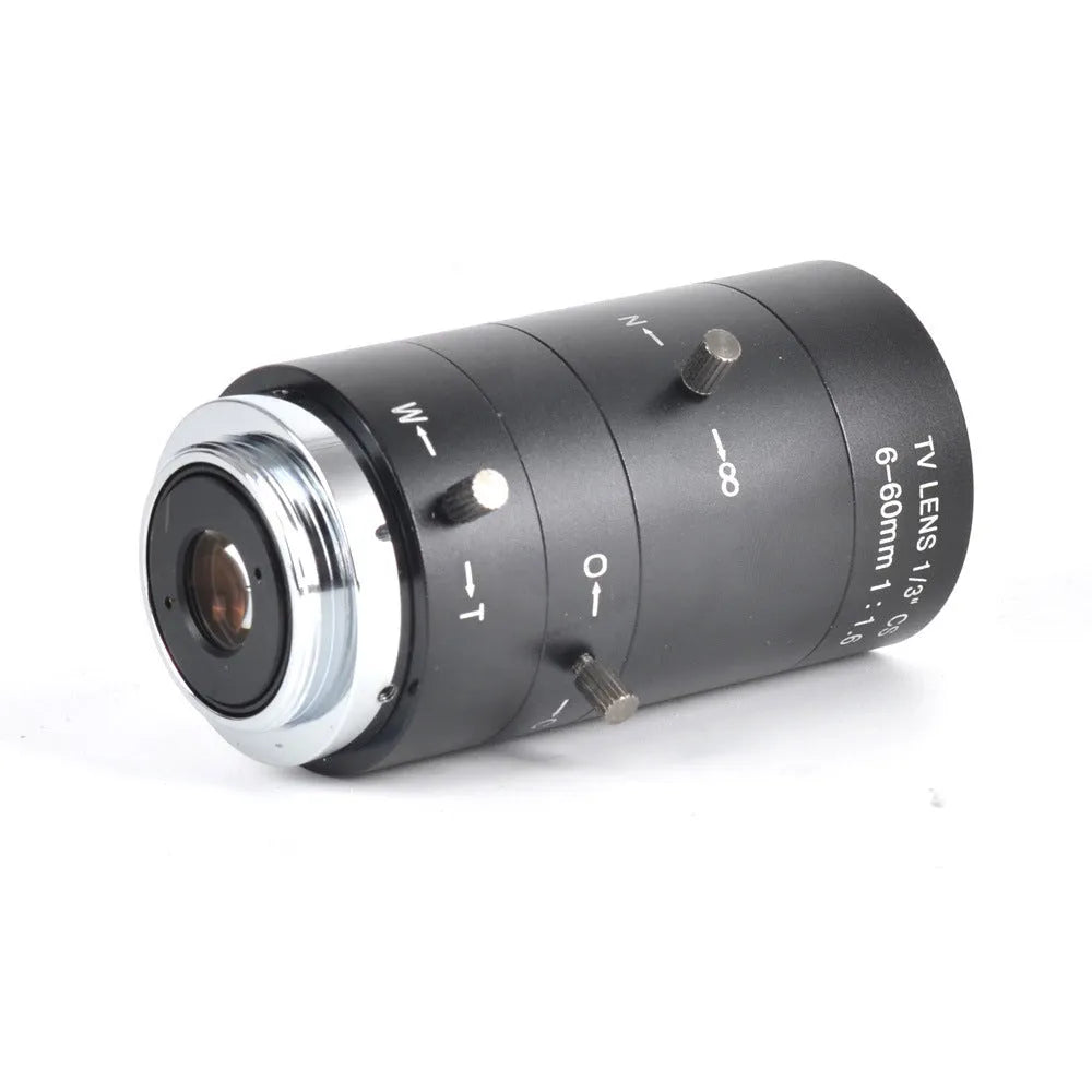 Black manual aperture CS mount CCTV camera lens with 6-60mm focal length