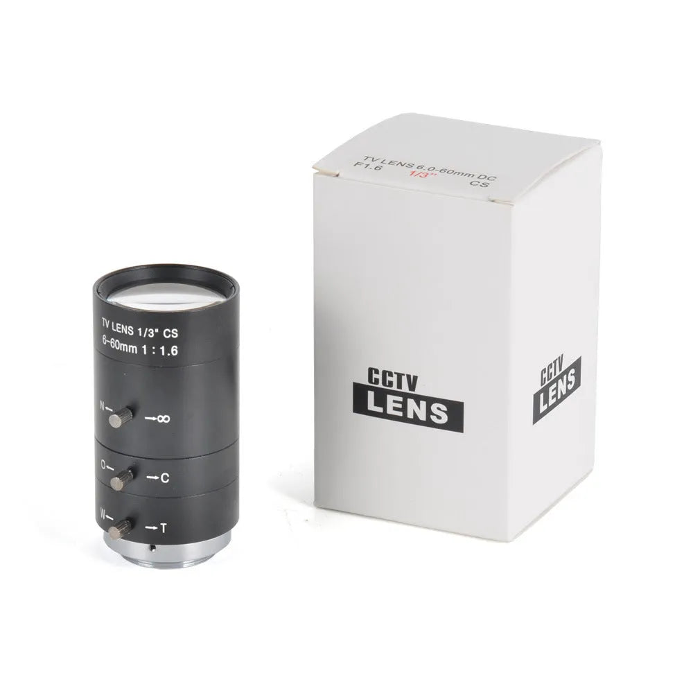 Black manual aperture CS mount CCTV camera lens with 6-60mm focal length