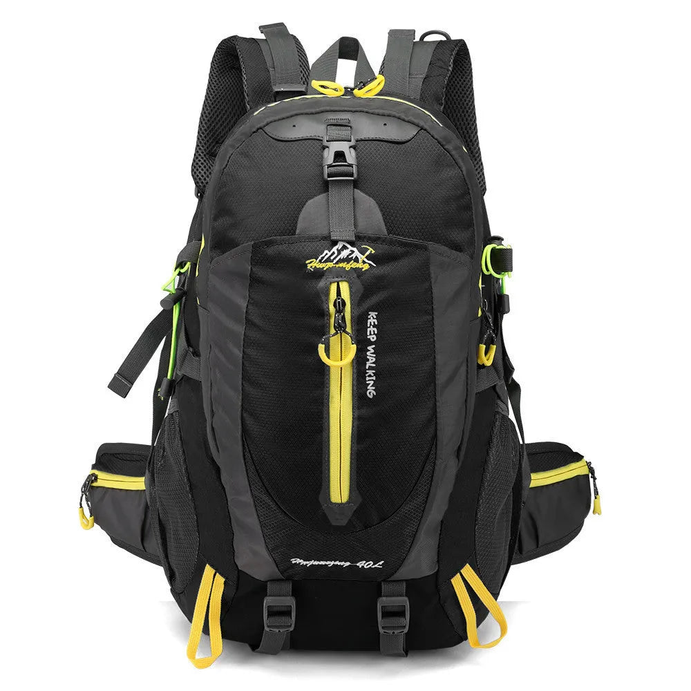 Nylon hiking camping backpack 36-55L in army green for outdoor sports
