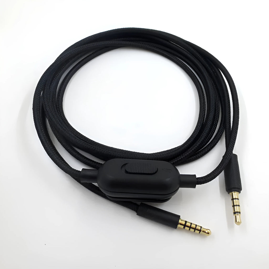 Black universal audio cable with oxygen-free copper construction for gaming headsets and digital devices