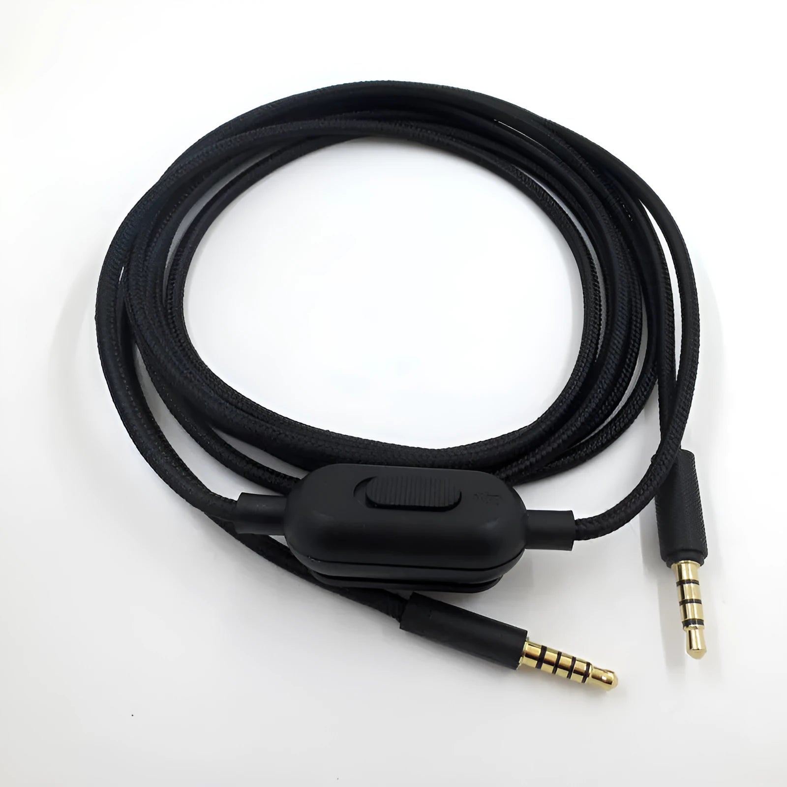 Black universal audio cable with oxygen-free copper construction for gaming headsets and digital devices