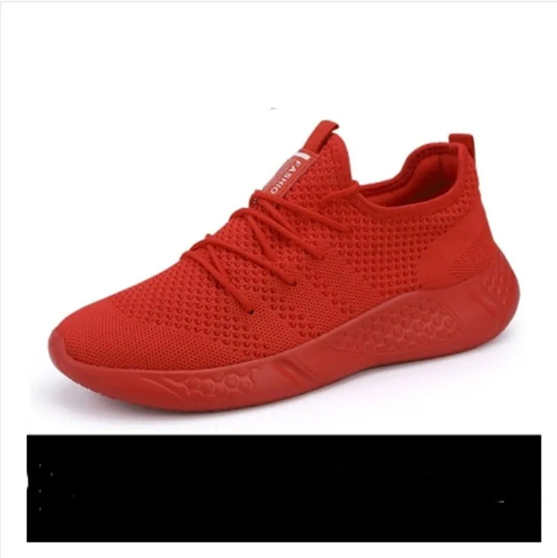 Men's black and white mesh sneakers with lace-up closure and round toe for jogging and casual wear