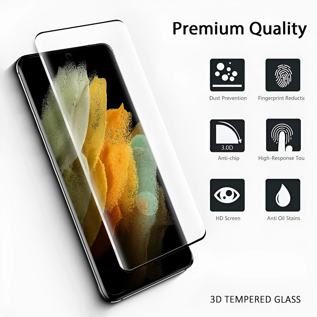 Samsung Galaxy S21 Ultra 5G 3D curved tempered glass screen protector with full coverage