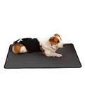 Reusable grey cloth dog training pad with waterproof backing, absorbent surface, suitable for S to XXL sizes