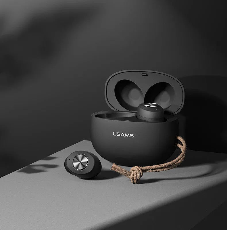Pebble Series wireless Bluetooth TWS earbuds in black, white, and dark green with charging case
