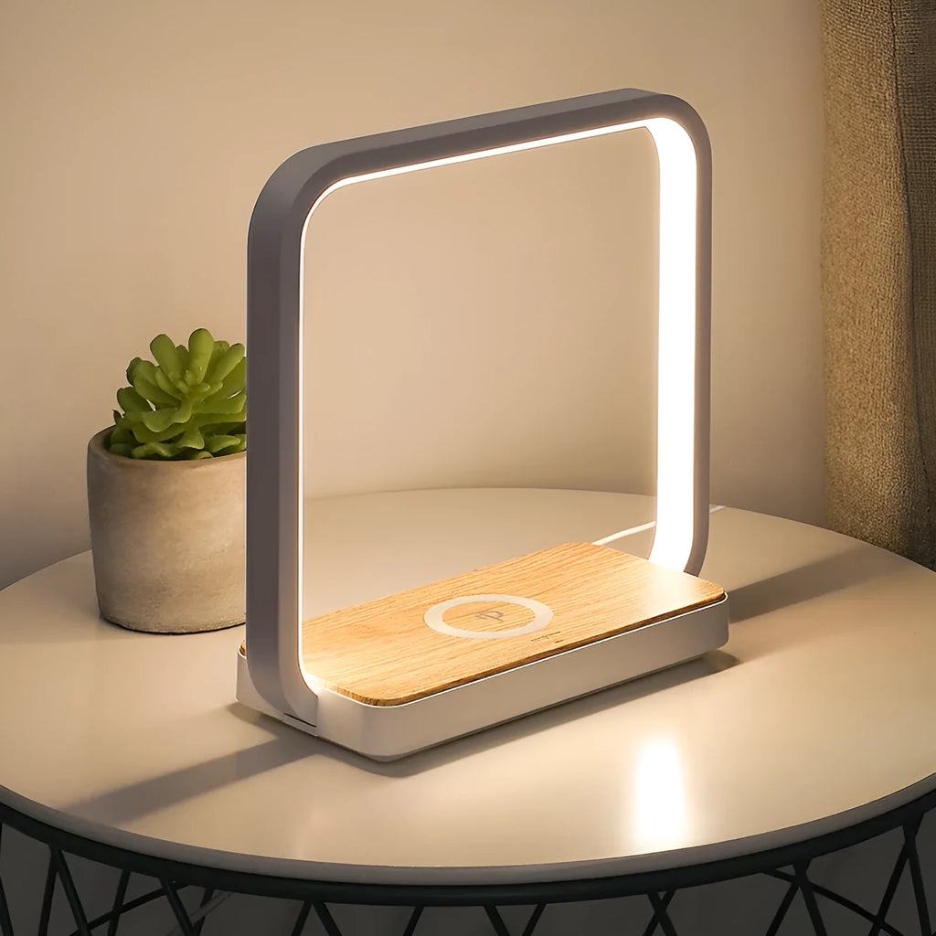 Smart touch sensor bedside lamp with modern aluminium shade and voice control
