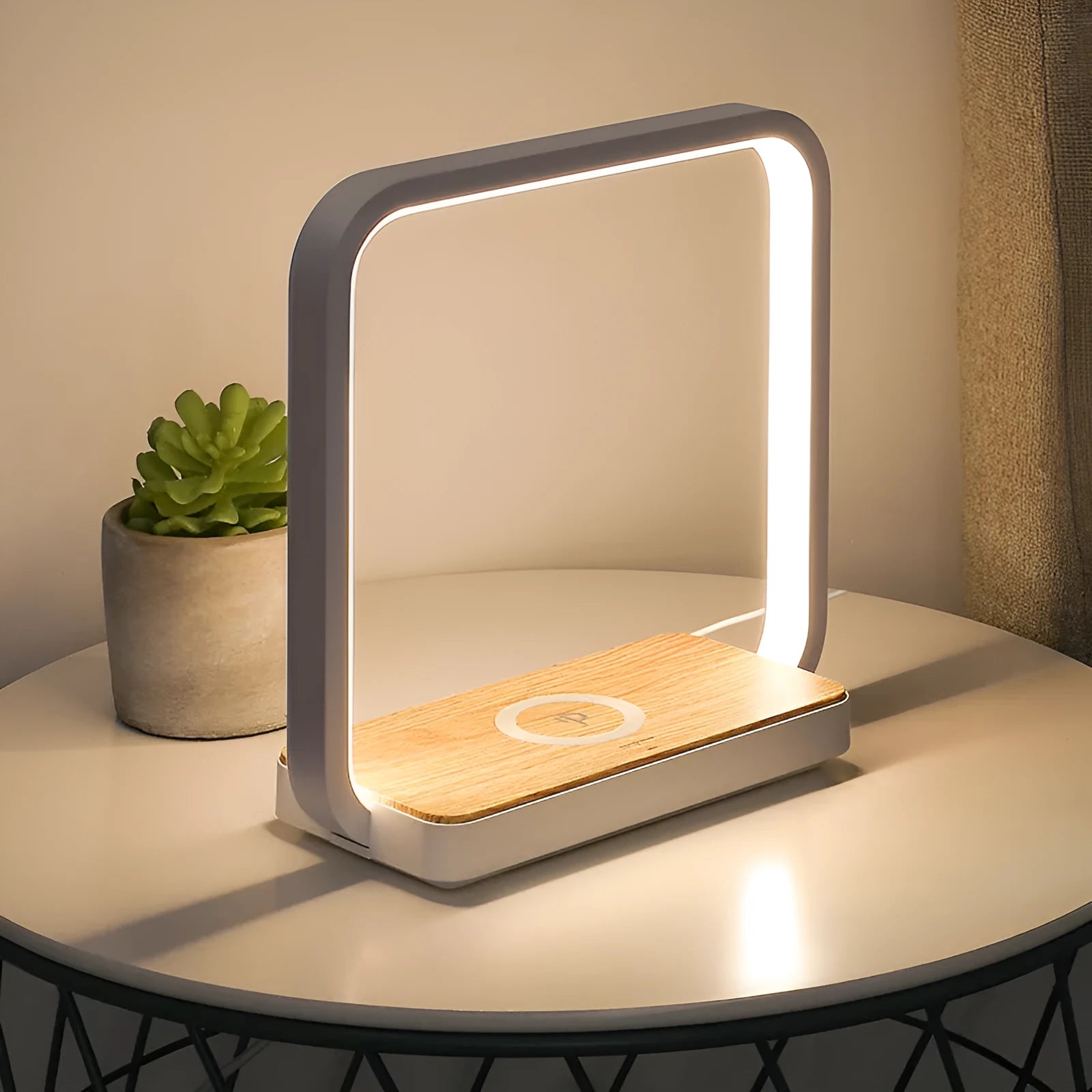 Smart touch sensor bedside lamp with modern aluminium shade and voice control