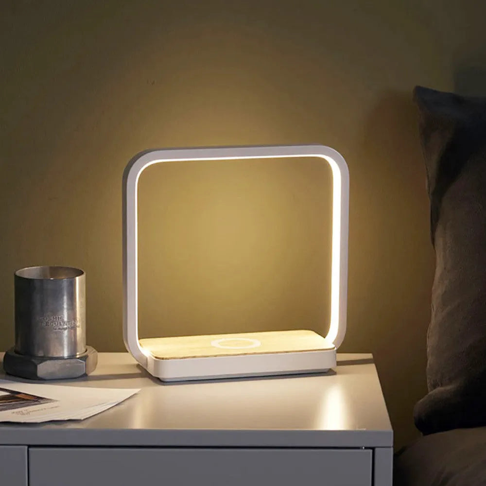 Smart touch sensor bedside lamp with modern aluminium shade and voice control