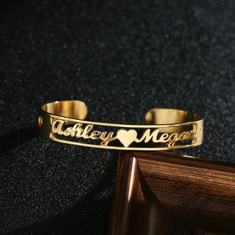 Custom name bracelet stainless steel silver finish with engraved text 6mm width