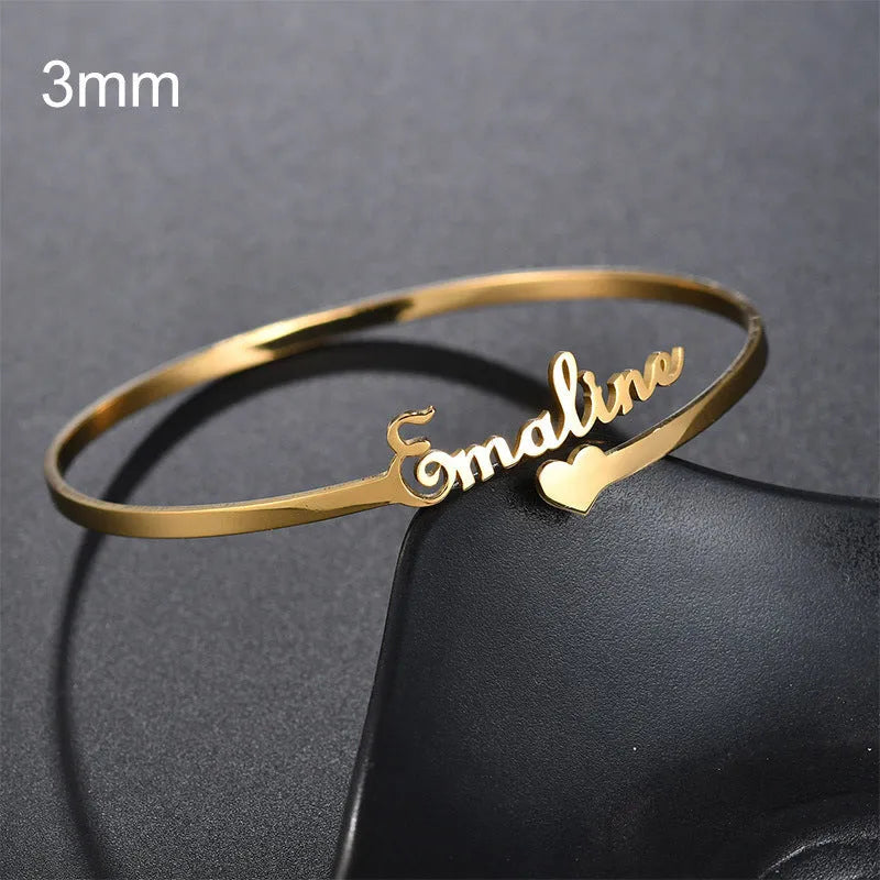 Custom name bracelet stainless steel silver finish with engraved text 6mm width