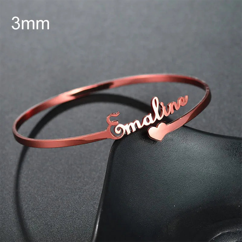 Custom name bracelet stainless steel silver finish with engraved text 6mm width