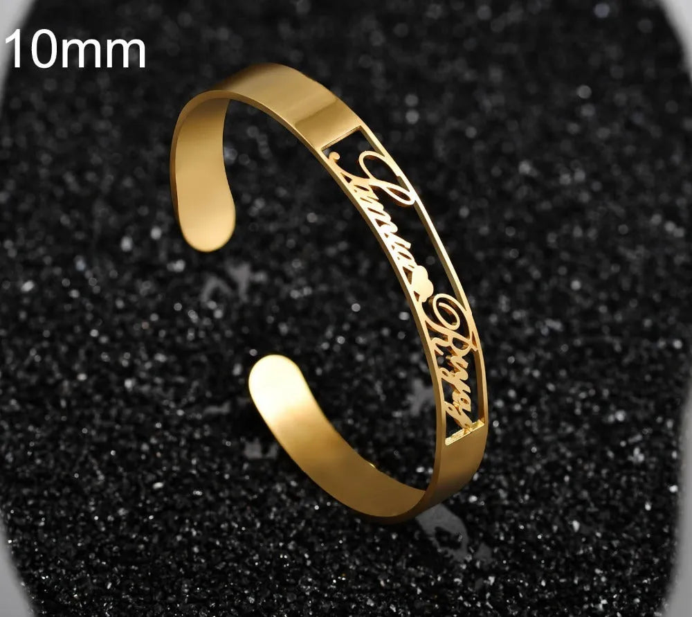 Custom name bracelet stainless steel silver finish with engraved text 6mm width