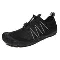 Unisex mesh river tracing shoes with rubber sole in black, grey, blue, and purple for swimming and hiking