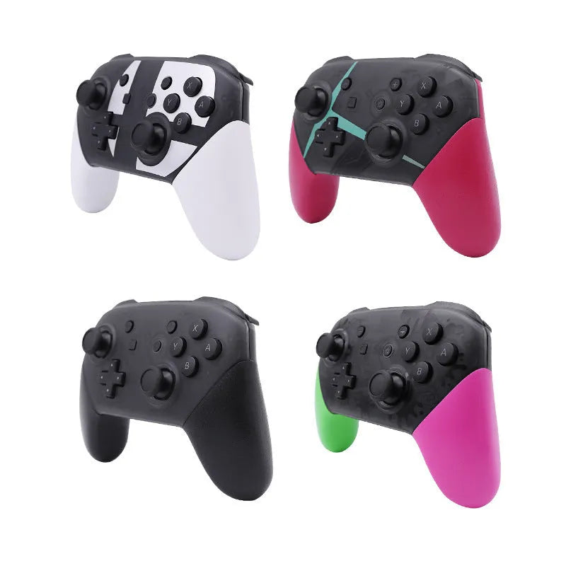 Black wireless Bluetooth gamepad controller for Nintendo Switch with vibration and screen capture functions
