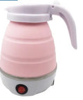 Portable foldable electric kettle in blue with 0.6L food-grade silicone body and power base