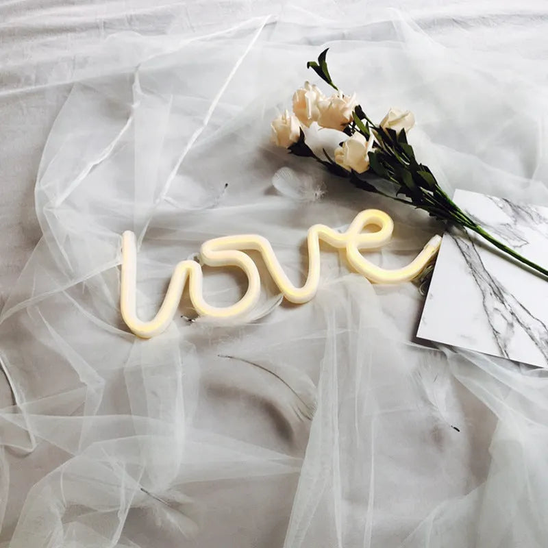 Love-shaped pink LED neon sign light with silicone shell for indoor decoration