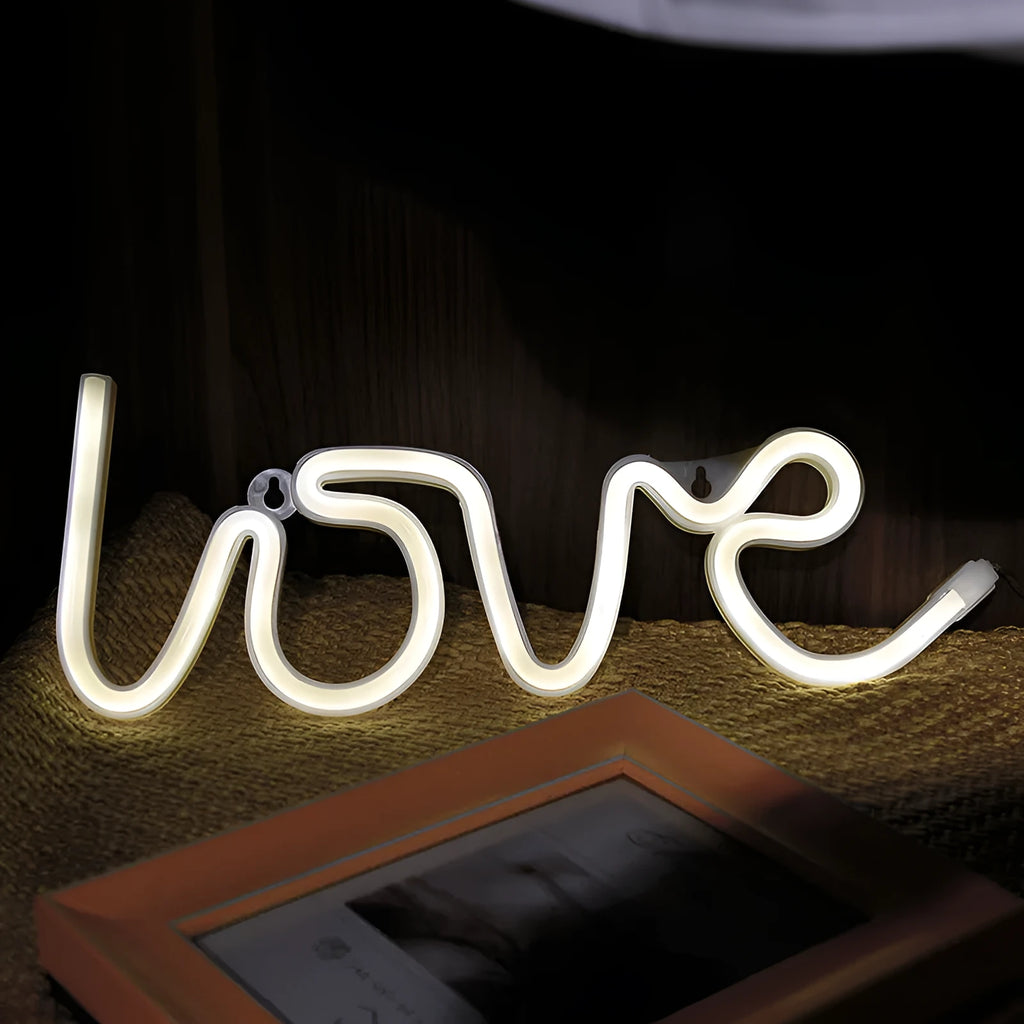 Love-shaped pink LED neon sign light with silicone shell for indoor decoration
