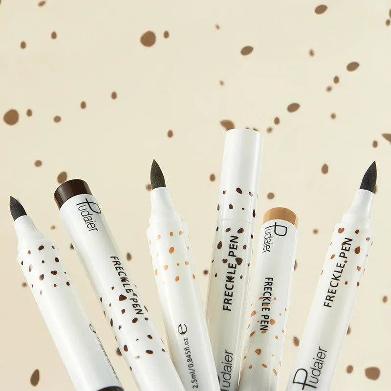 Natural freckle pen creating temporary freckles on face, light brown and dark brown available