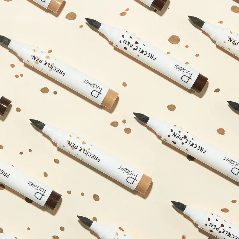 Natural freckle pen creating temporary freckles on face, light brown and dark brown available
