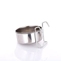 Set of six stainless steel pet food bowls with frame, sizes 10cm to 20cm, on floor