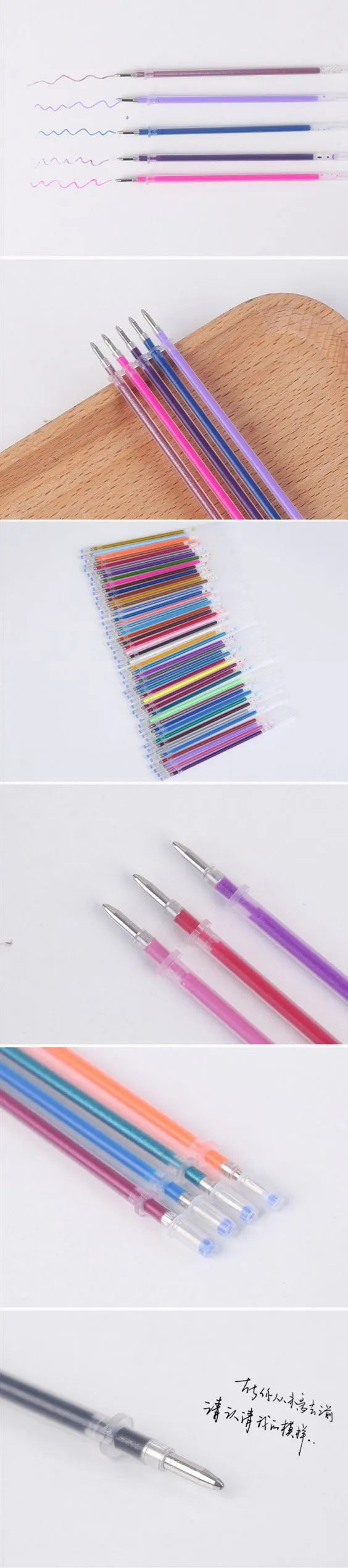 Glittering Gel 48-colour fluorescent high-gloss plastic gel pen refills with 1.0mm line width in ziplock bag