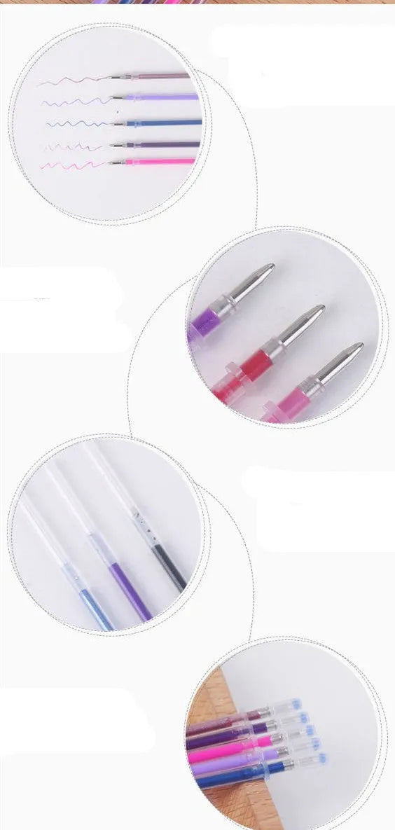 Glittering Gel 48-colour fluorescent high-gloss plastic gel pen refills with 1.0mm line width in ziplock bag