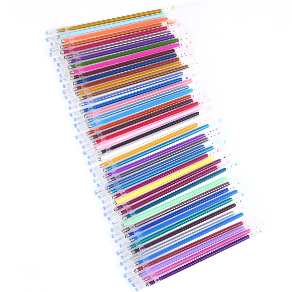 Glittering Gel 48-colour fluorescent high-gloss plastic gel pen refills with 1.0mm line width in ziplock bag