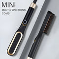 Mini hair straightener brush in gold with tourmaline ceramic heating element and UK plug