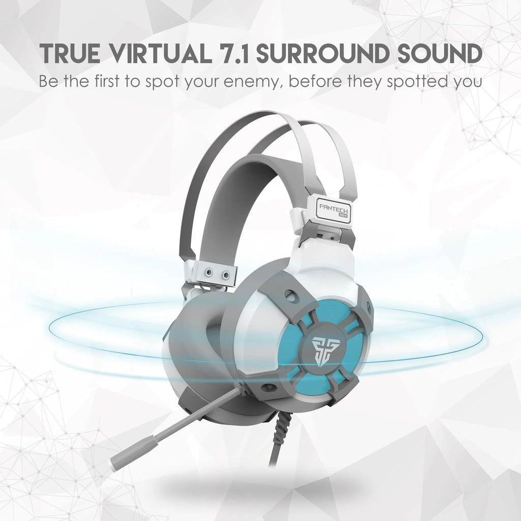 Black FANTECH HG11 USB gaming headset with RGB lighting and remote control
