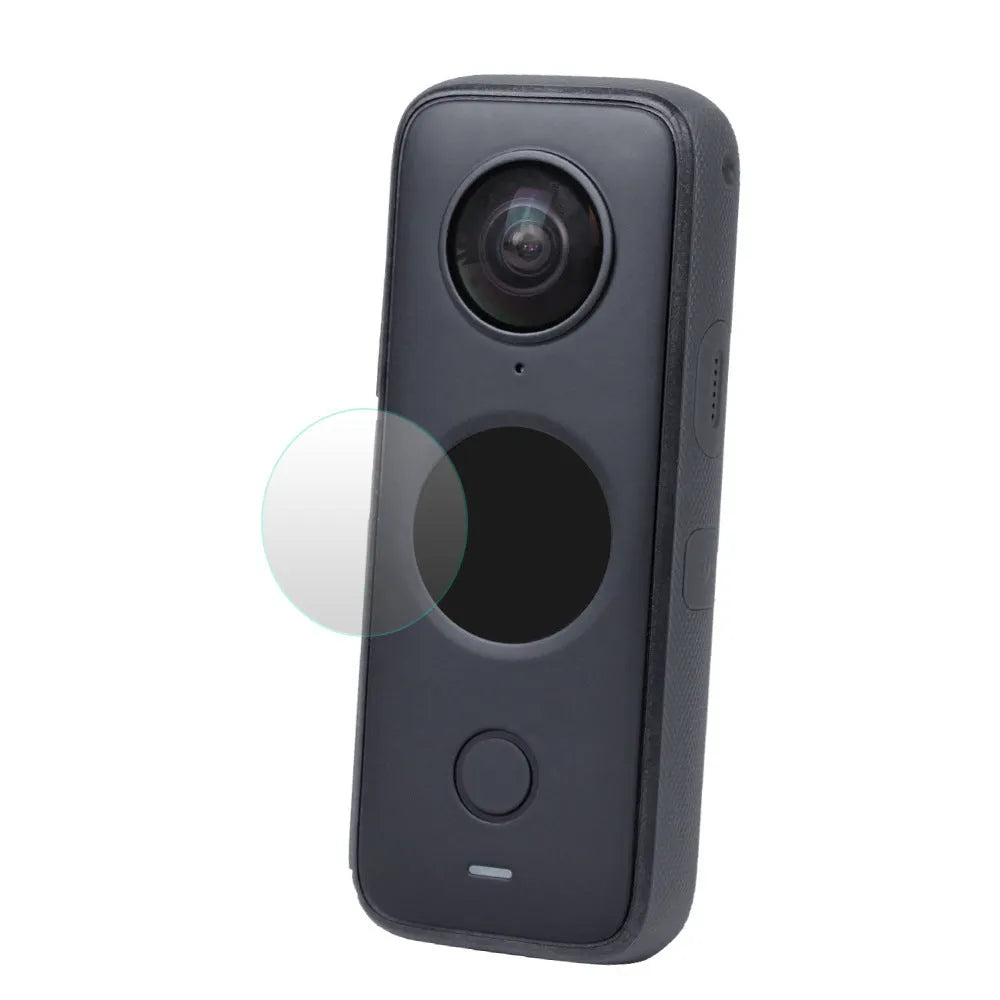 Tempered glass screen protector kit for Insta360 ONE X2 action camera with cleaning wipe.