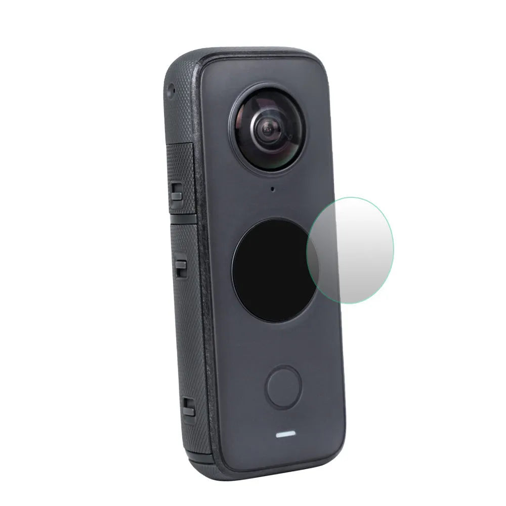 Tempered glass screen protector kit for Insta360 ONE X2 action camera with cleaning wipe.