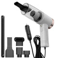 Black car vacuum cleaner with multiple accessory heads on 5-metre power cable